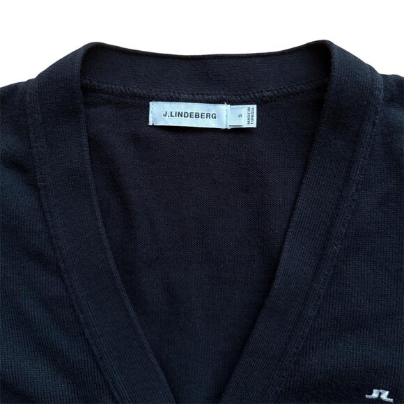 J.Lindeberg Cotton V-Neck Cardigan | Small | Black - Picture 2 of 10